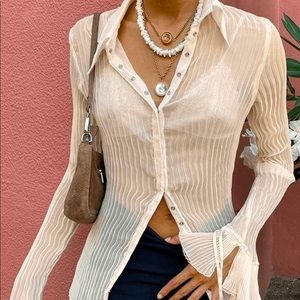 Sheer White Button Up